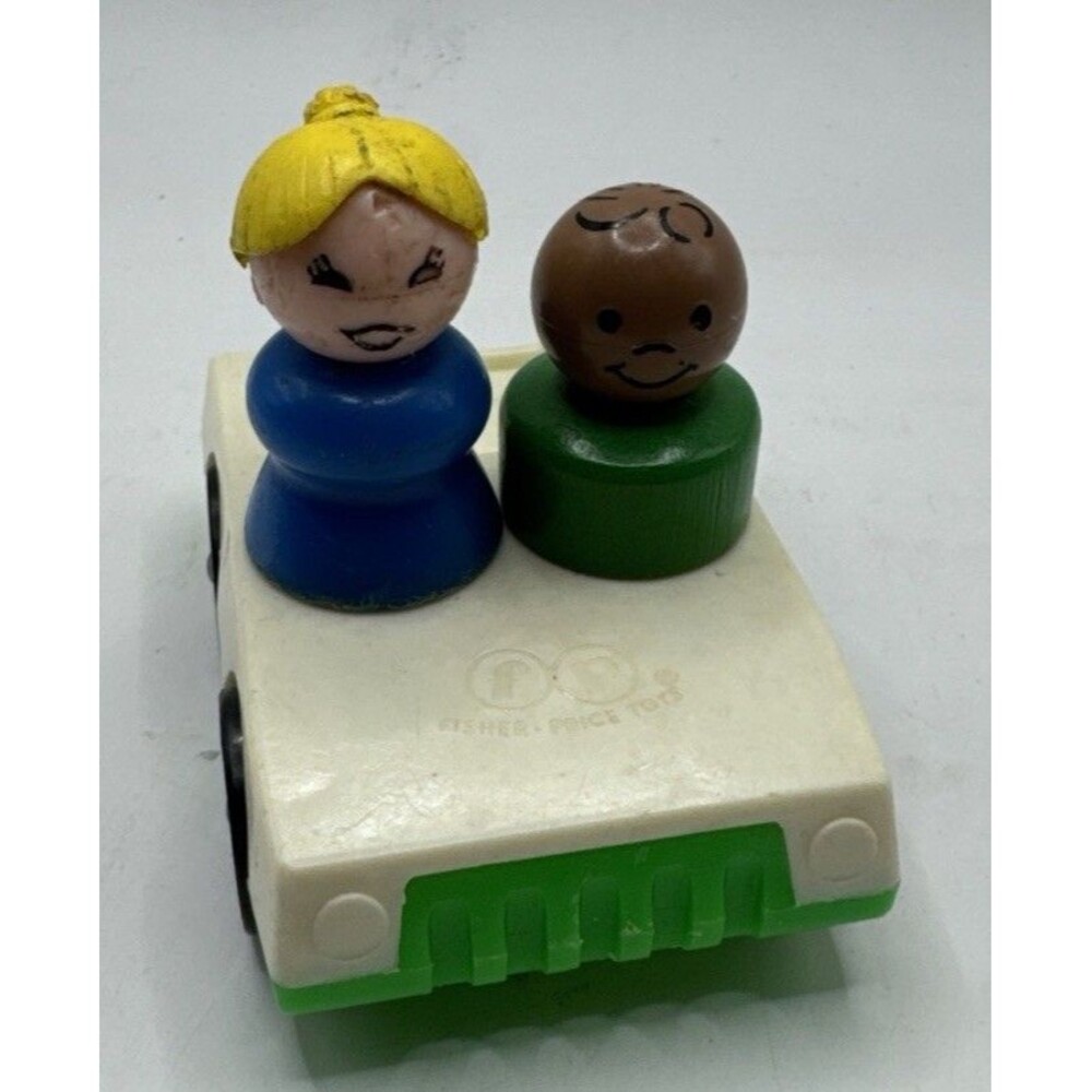 Vintage Fisher Price Green Car 2 People